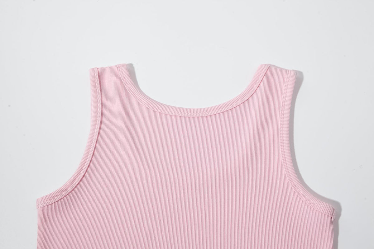 Women’s Sunset Ombre Ribbed Crop Tank Top – Blush Pink & Gray