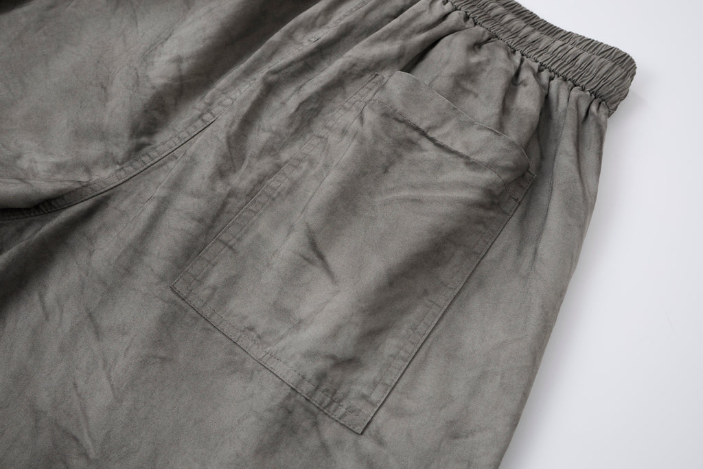 Concrete Rush Women’s Distressed Cargo Pants – Washed Gray Baggy Wide-Leg Utility Pants with Zipper Pockets