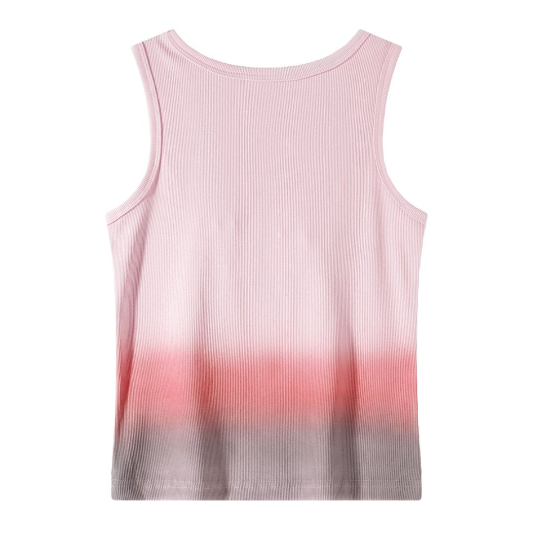 Women’s Sunset Ombre Ribbed Crop Tank Top – Blush Pink & Gray