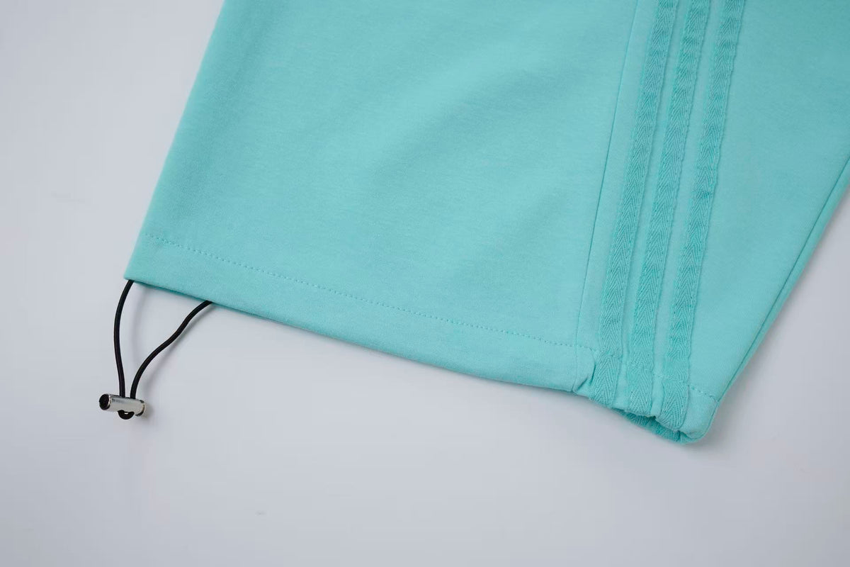 2026 New Arrival Tiffany Blue American‑Style Side‑Striped Casual Pants for Women, Trendy Spliced Draping Wide‑Leg Sweatpants
