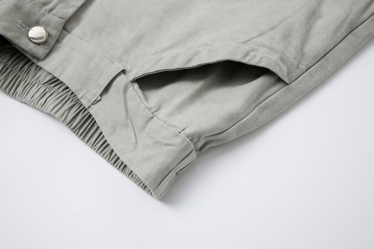 Silver District Women’s Light Gray Cargo Pants – Relaxed Wide-Leg Utility Pants with Zipper and Multi-Pocket Details