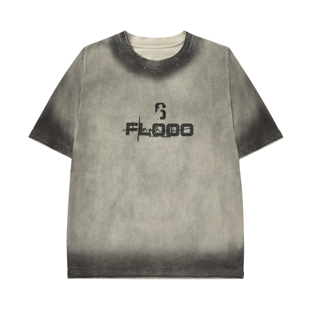 Women’s Vintage Washed Gray Graphic T-Shirt, Oversized Distressed Number Print Crew Neck Short Sleeve Tee, Y2K Grunge Streetwear Casual Summer Top
