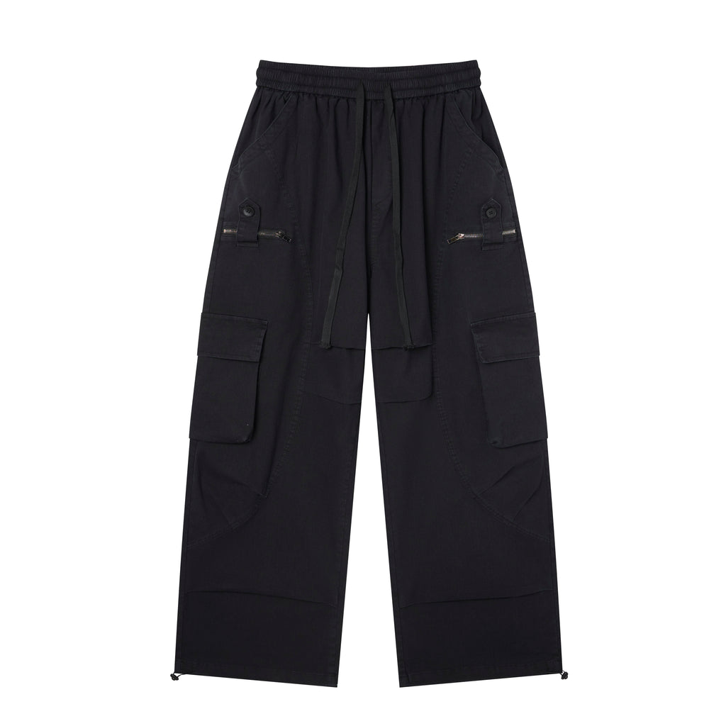 Urban Nomad Women’s Black Utility Cargo Pants – Relaxed Baggy Wide-Leg Pants with Multi-Pocket Design