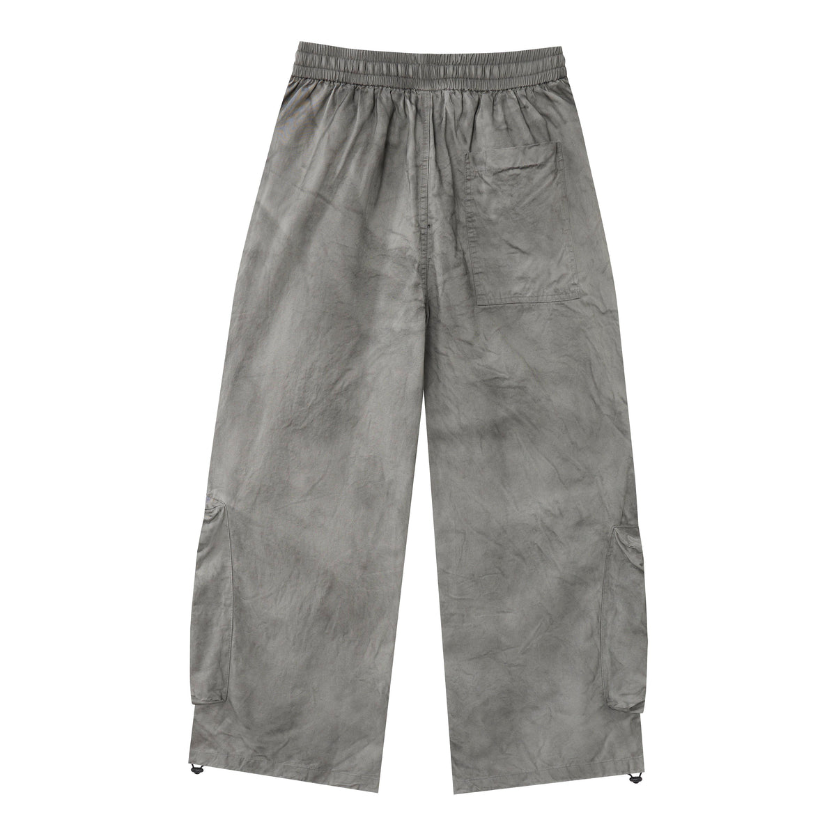 Concrete Rush Women’s Distressed Cargo Pants – Washed Gray Baggy Wide-Leg Utility Pants with Zipper Pockets