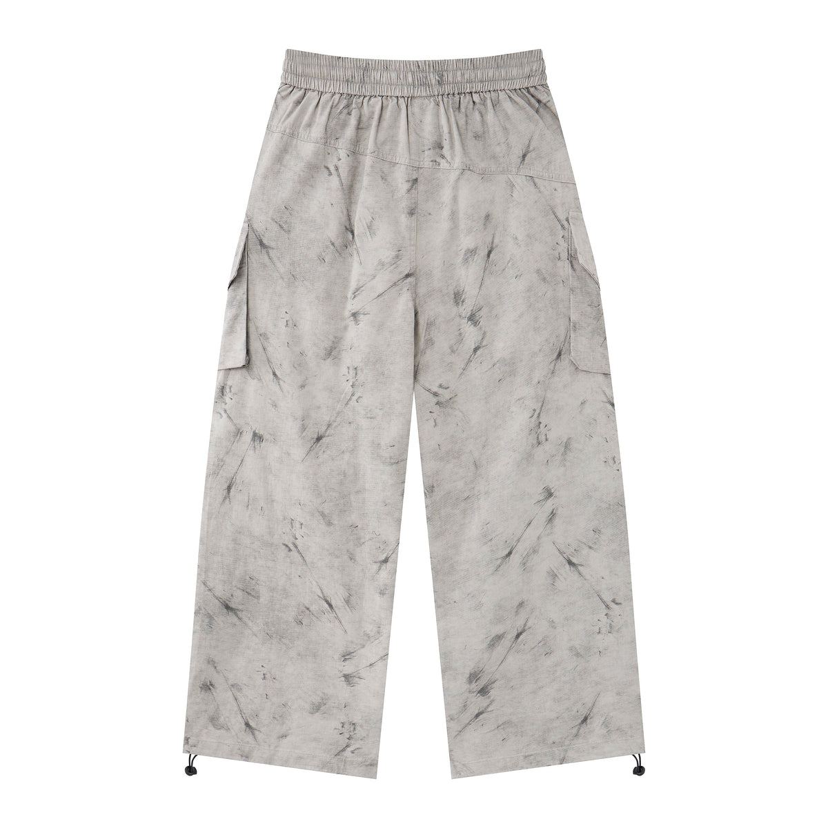 Desert Smoke Washed Cargo Pants – Women’s Gray Baggy Wide-Leg Utility Pants with Drawstring Waist