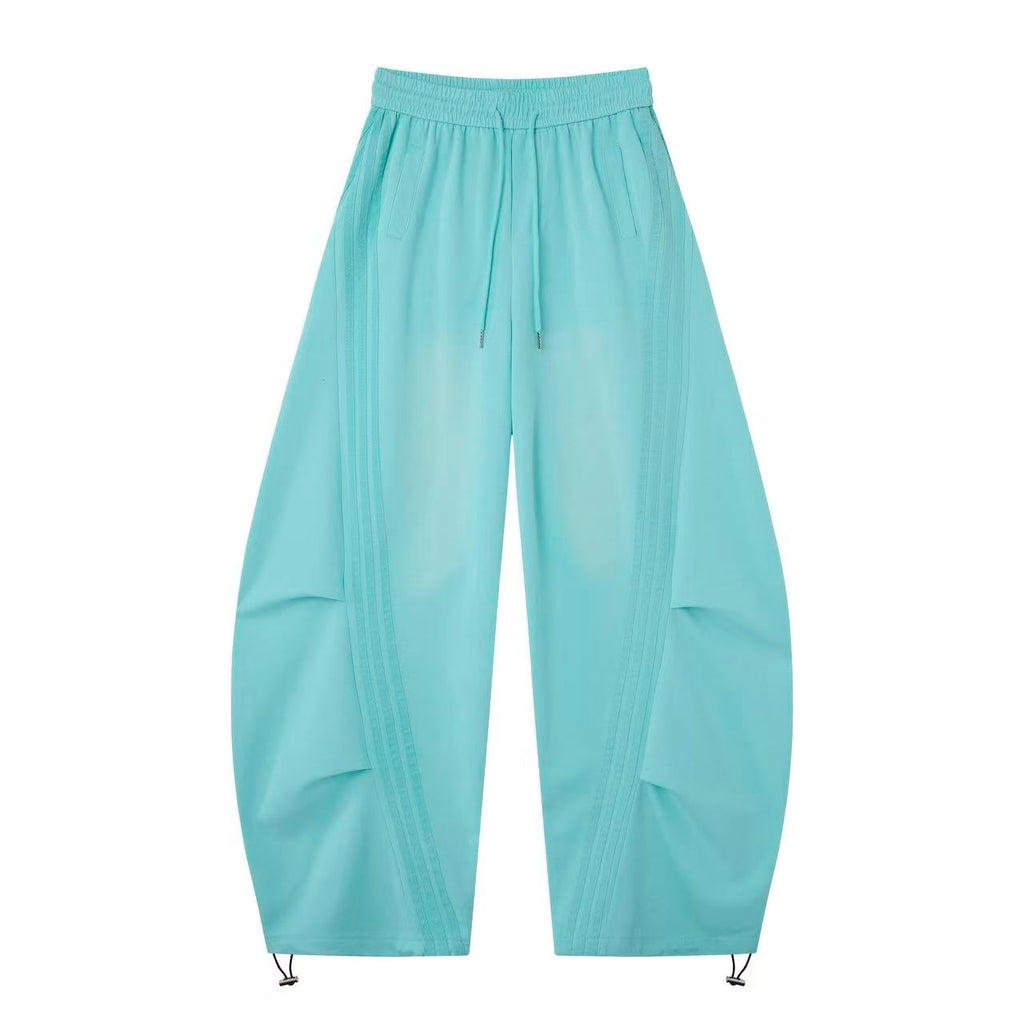 2026 New Arrival Tiffany Blue American‑Style Side‑Striped Casual Pants for Women, Trendy Spliced Draping Wide‑Leg Sweatpants
