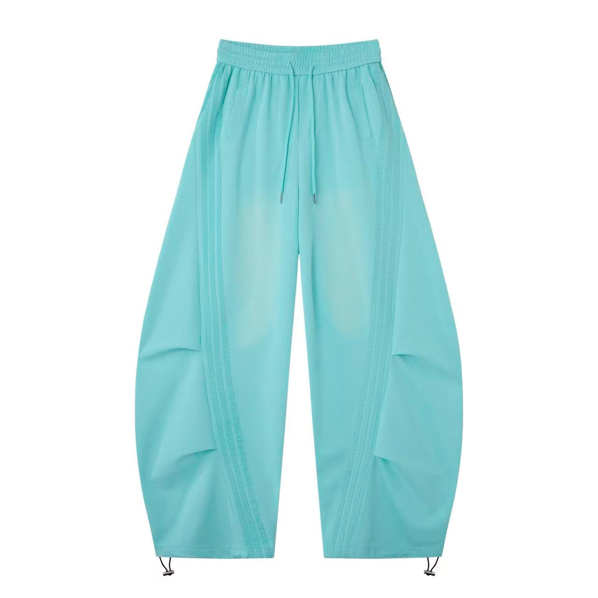 2026 New Arrival Tiffany Blue American‑Style Side‑Striped Casual Pants for Women, Trendy Spliced Draping Wide‑Leg Sweatpants