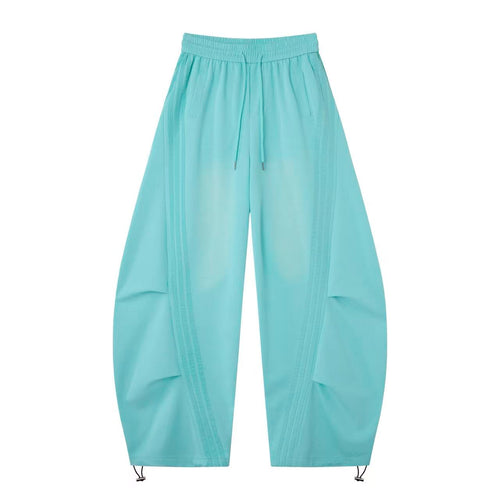 2026 New Arrival Tiffany Blue American‑Style Side‑Striped Casual Pants for Women, Trendy Spliced Draping Wide‑Leg Sweatpants