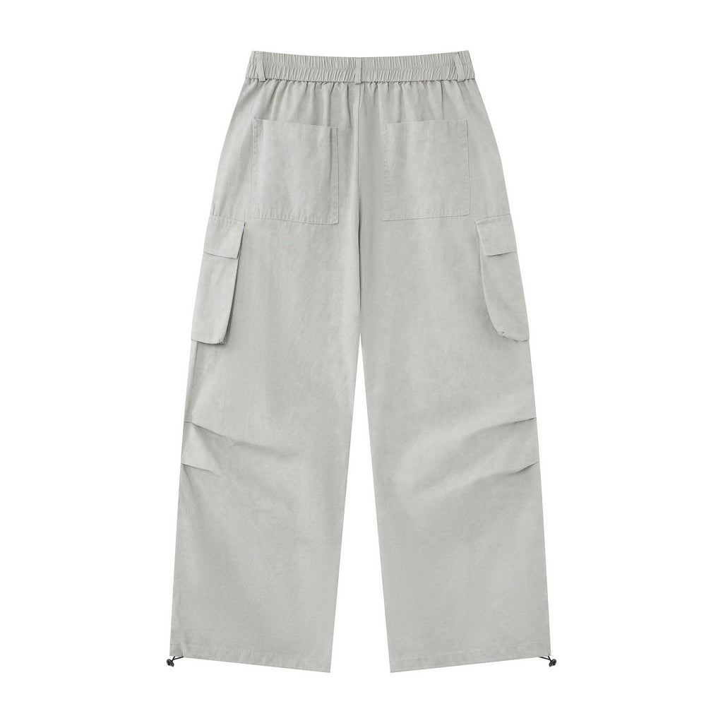 Silver District Women’s Light Gray Cargo Pants – Relaxed Wide-Leg Utility Pants with Zipper and Multi-Pocket Details