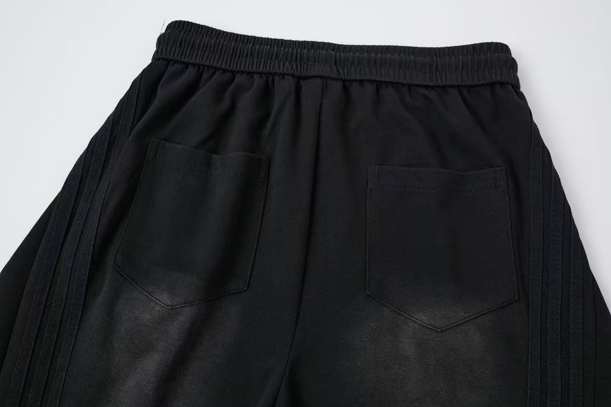 2026 New Arrival Black American‑Style Side‑Striped Casual Pants for Women, Trendy Spliced Draping Wide‑Leg Sweatpants