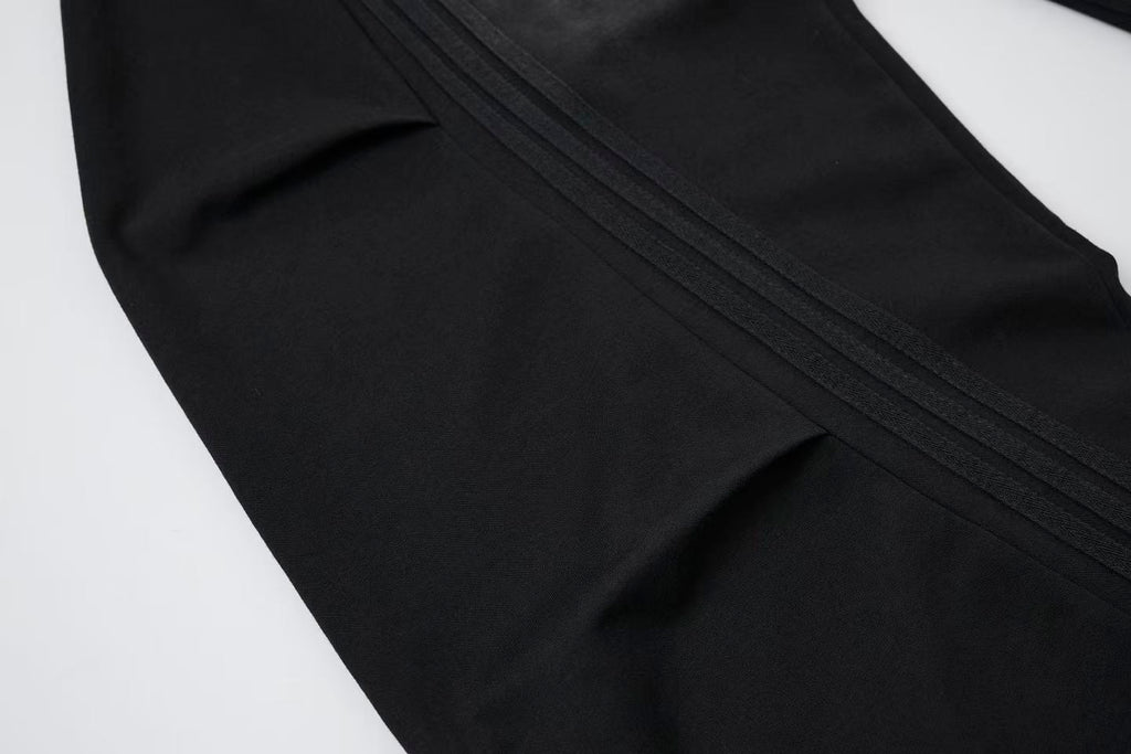 2026 New Arrival Black American‑Style Side‑Striped Casual Pants for Women, Trendy Spliced Draping Wide‑Leg Sweatpants