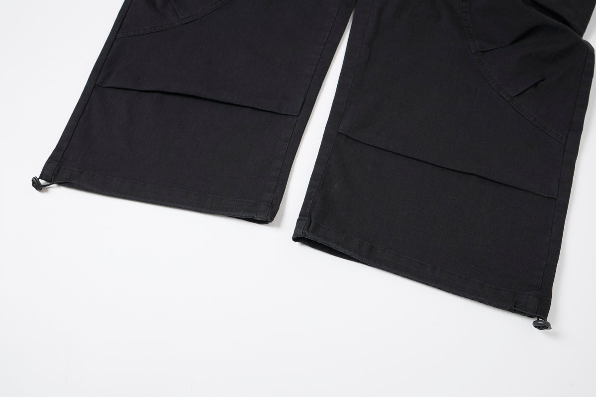 Urban Nomad Women’s Black Utility Cargo Pants – Relaxed Baggy Wide-Leg Pants with Multi-Pocket Design