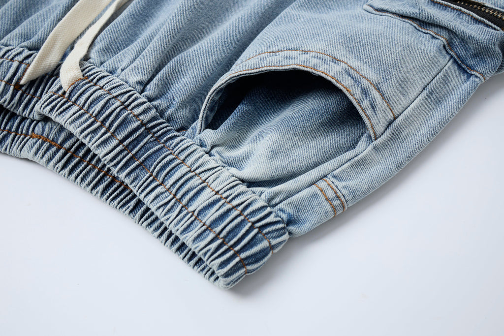 Blue Horizon Women’s Distressed Cargo Jeans – Light-Wash Baggy Wide-Leg Denim Pants with Utility Pockets
