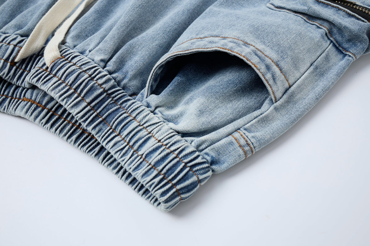 Blue Horizon Women’s Distressed Cargo Jeans – Light-Wash Baggy Wide-Leg Denim Pants with Utility Pockets