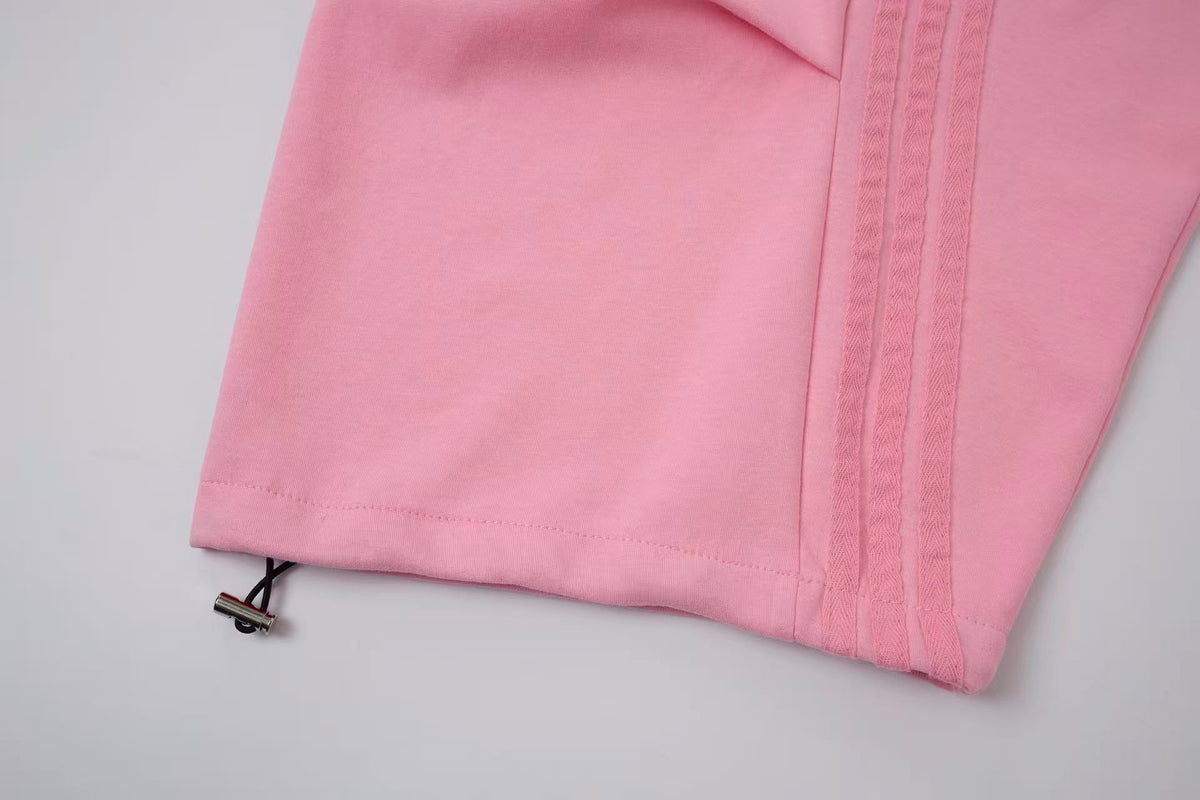 2026 New Women's Pink American‑Style Side Stripe Casual Pants, Streetwear Patchwork Draped Wide‑Leg Sweatpants