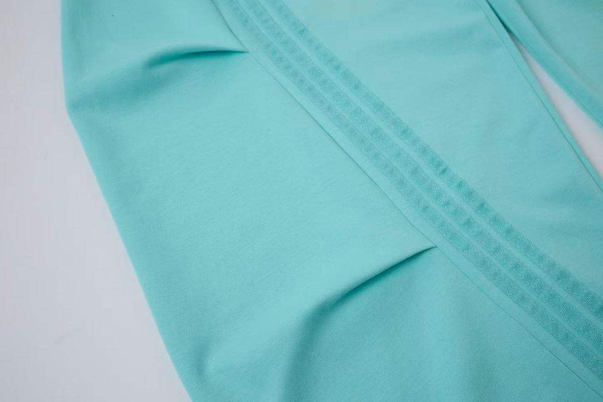2026 New Arrival Tiffany Blue American‑Style Side‑Striped Casual Pants for Women, Trendy Spliced Draping Wide‑Leg Sweatpants