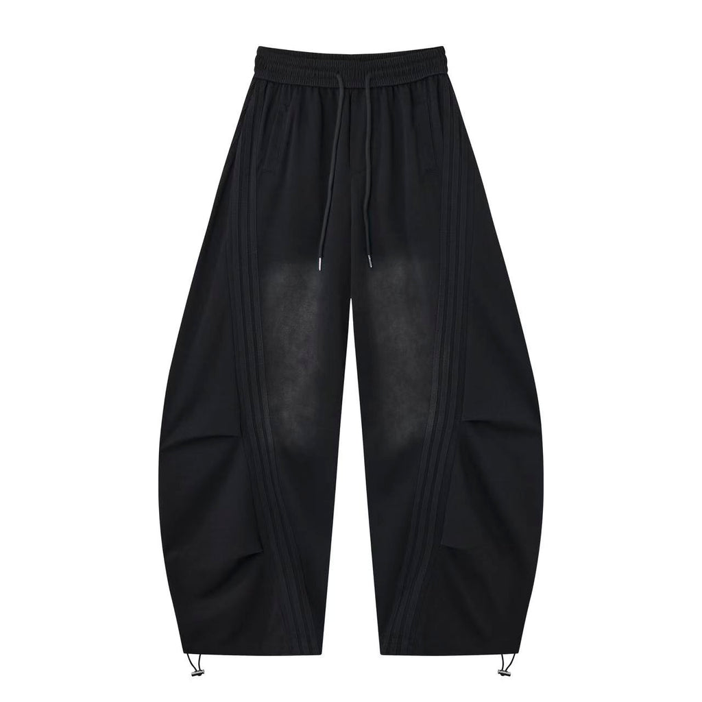 2026 New Arrival Black American‑Style Side‑Striped Casual Pants for Women, Trendy Spliced Draping Wide‑Leg Sweatpants