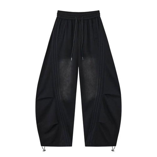 2026 New Arrival Black American‑Style Side‑Striped Casual Pants for Women, Trendy Spliced Draping Wide‑Leg Sweatpants