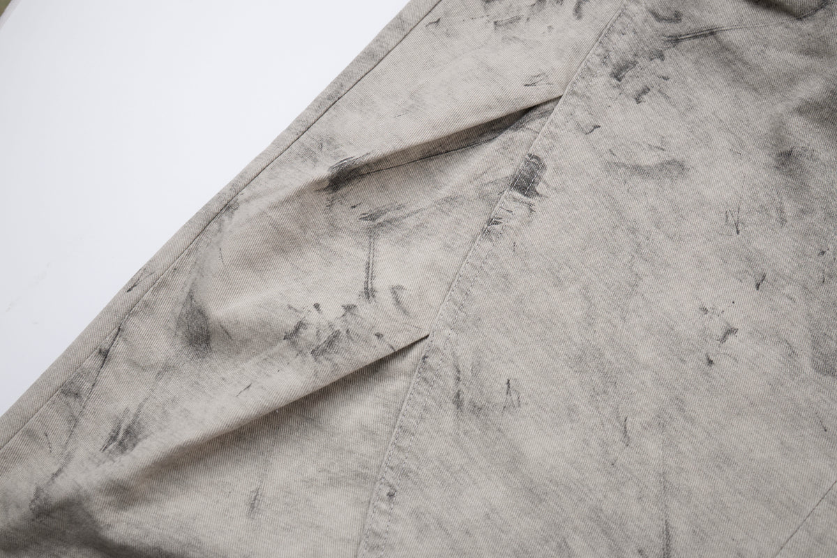 Desert Smoke Washed Cargo Pants – Women’s Gray Baggy Wide-Leg Utility Pants with Drawstring Waist