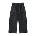 Noir Motion Women’s Washed Black Cargo Pants – Baggy Wide-Leg Utility Streetwear Pants with Multi-Pocket Detail