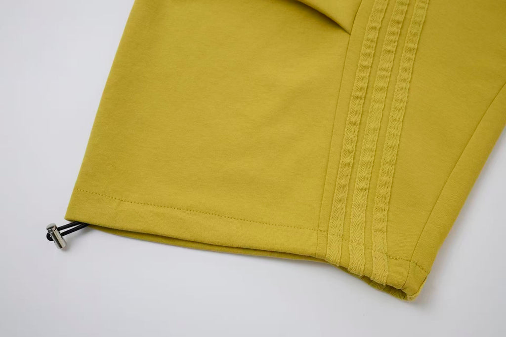 2026 New Arrival Mustard Yellow American‑Style Side‑Striped Casual Pants for Women, Trendy Spliced Draping Wide‑Leg Sweatpants