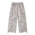 Desert Smoke Washed Cargo Pants – Women’s Gray Baggy Wide-Leg Utility Pants with Drawstring Waist