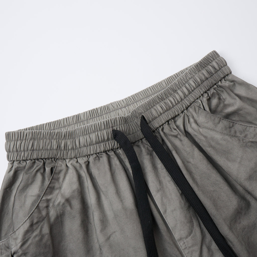 Concrete Rush Women’s Distressed Cargo Pants – Washed Gray Baggy Wide-Leg Utility Pants with Zipper Pockets