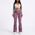 Camo Motion Women’s High-Waisted Yoga Pants – Bootcut Flare Workout Leggings with Sporty Side Stripes