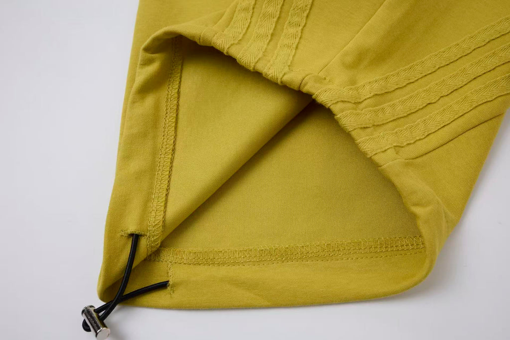 2026 New Arrival Mustard Yellow American‑Style Side‑Striped Casual Pants for Women, Trendy Spliced Draping Wide‑Leg Sweatpants