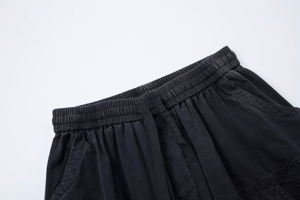 After Dark Women’s Washed Black Cargo Pants – Relaxed Wide-Leg Utility Streetwear Pants with Drawstring Waist
