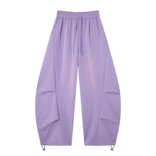 2026 New Arrival Light Purple American Side-Striped Casual Pants for Women, Trendy Brand Spliced Draping Wide‑Leg Sweatpants