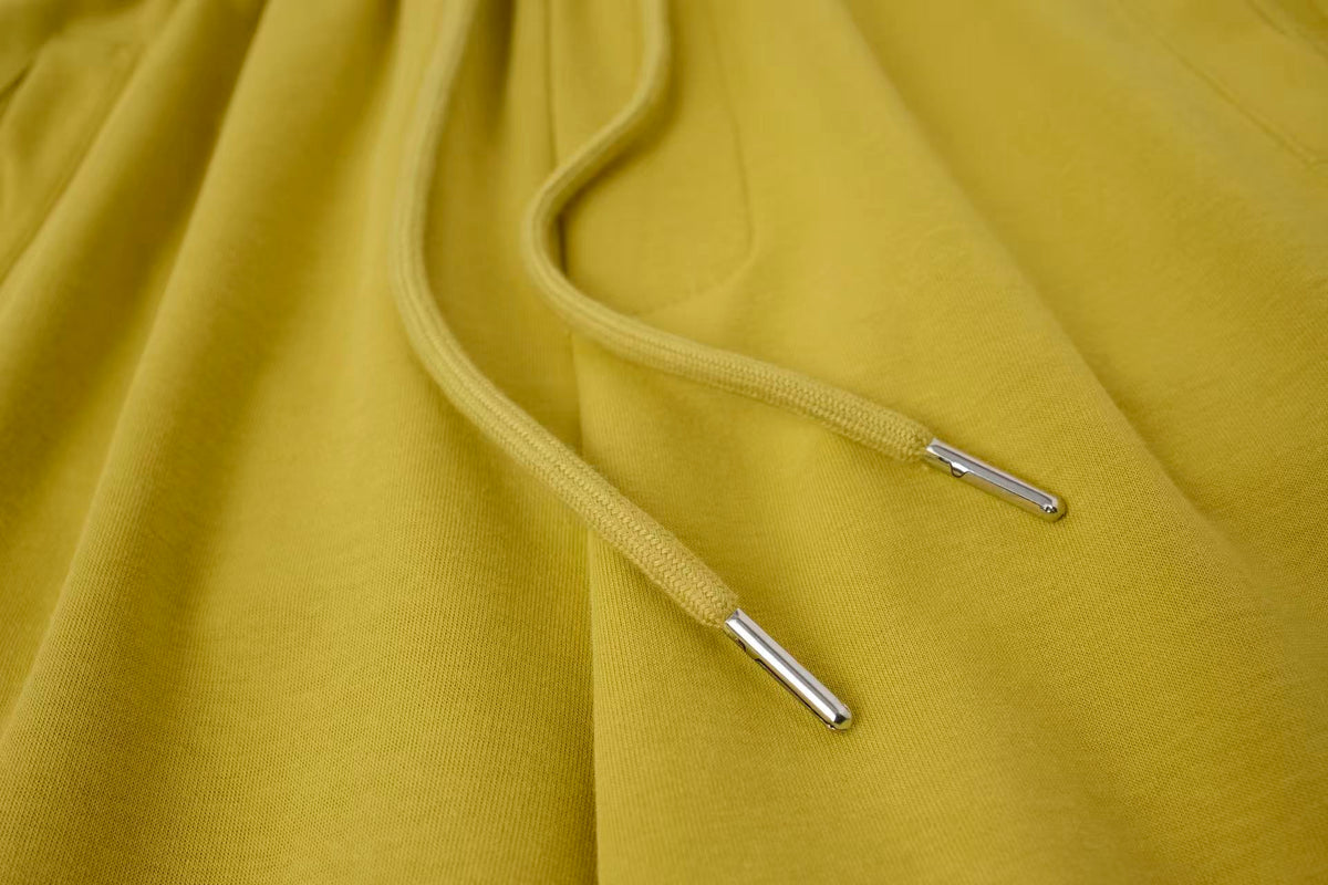 2026 New Arrival Mustard Yellow American‑Style Side‑Striped Casual Pants for Women, Trendy Spliced Draping Wide‑Leg Sweatpants