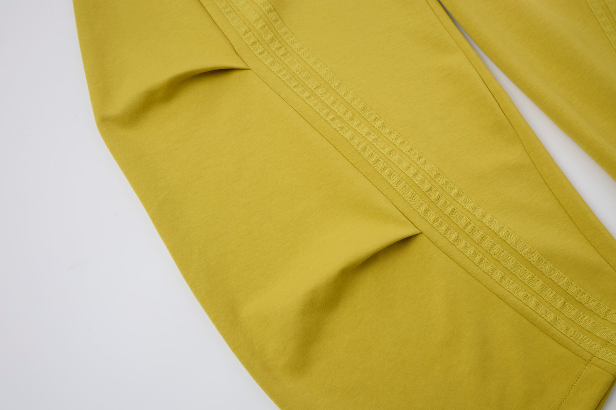 2026 New Arrival Mustard Yellow American‑Style Side‑Striped Casual Pants for Women, Trendy Spliced Draping Wide‑Leg Sweatpants