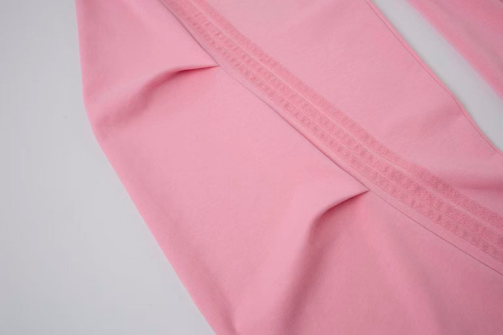 2026 New Women's Pink American‑Style Side Stripe Casual Pants, Streetwear Patchwork Draped Wide‑Leg Sweatpants