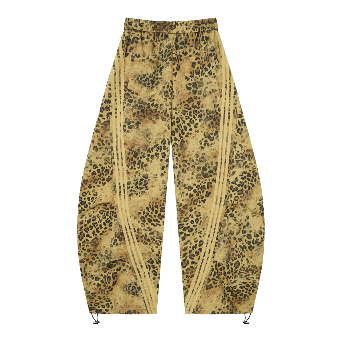 Wild Tempo Women’s Leopard Print Track Pants – Vintage-Wash Baggy Barrel-Leg Streetwear Pants with Side Stripes