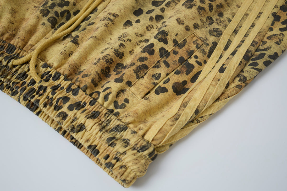 Wild Tempo Women’s Leopard Print Track Pants – Vintage-Wash Baggy Barrel-Leg Streetwear Pants with Side Stripes