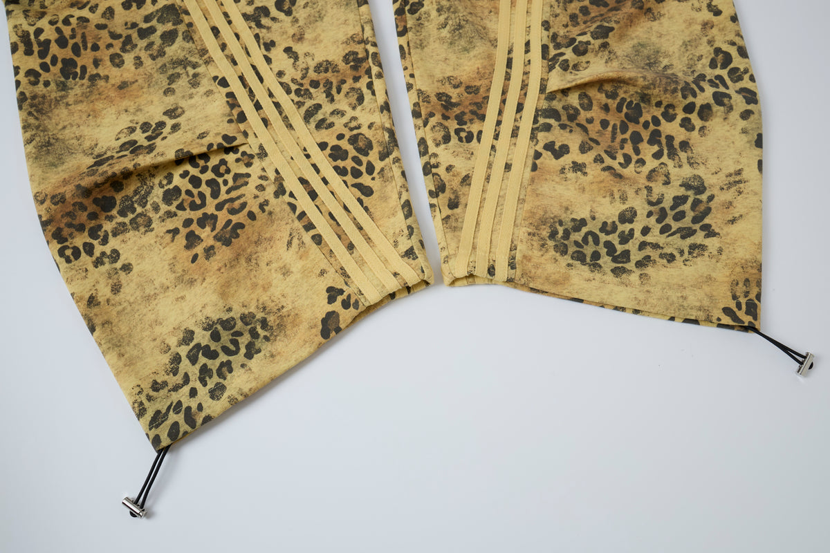 Wild Tempo Women’s Leopard Print Track Pants – Vintage-Wash Baggy Barrel-Leg Streetwear Pants with Side Stripes