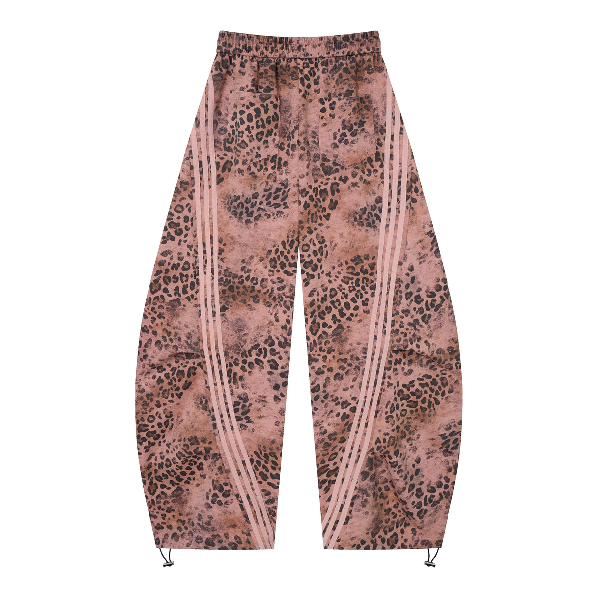 Wild Tempo Women’s Leopard Print Track Pants – Vintage-Wash Baggy Barrel-Leg Streetwear Pants with Side Stripes