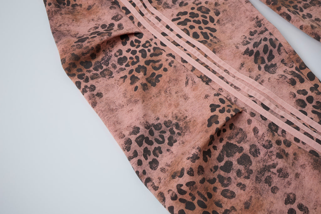 Wild Tempo Women’s Leopard Print Track Pants – Vintage-Wash Baggy Barrel-Leg Streetwear Pants with Side Stripes