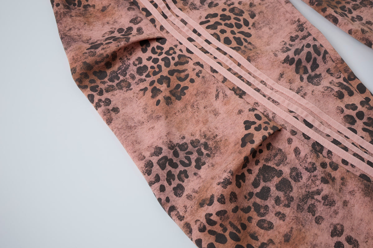 Wild Tempo Women’s Leopard Print Track Pants – Vintage-Wash Baggy Barrel-Leg Streetwear Pants with Side Stripes