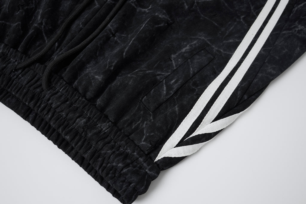 Women’s Blackout Velocity Cargo Pants – Acid-Wash Baggy Barrel Pants with White Racing Stripes