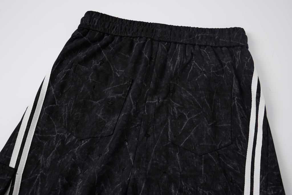 Women’s Blackout Velocity Cargo Pants – Acid-Wash Baggy Barrel Pants with White Racing Stripes