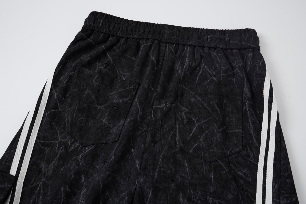 Women’s Blackout Velocity Cargo Pants – Acid-Wash Baggy Barrel Pants with White Racing Stripes