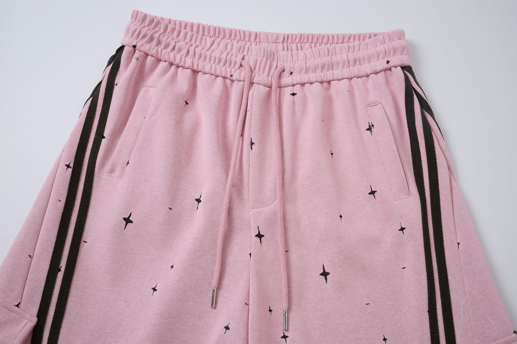 Women’s Pink Nova Star Cargo Pants – Baggy Barrel-Leg Streetwear Pants with Black Racing Stripes