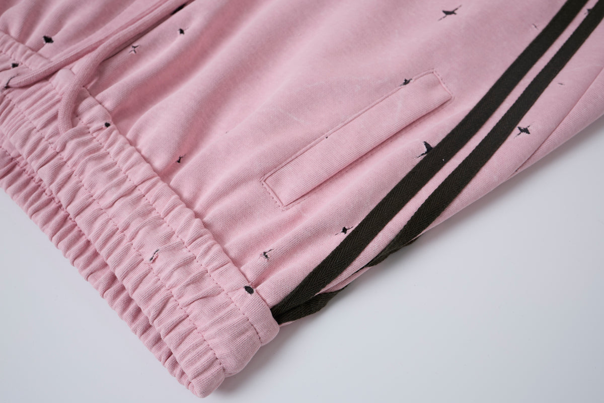 Women’s Pink Nova Star Cargo Pants – Baggy Barrel-Leg Streetwear Pants with Black Racing Stripes