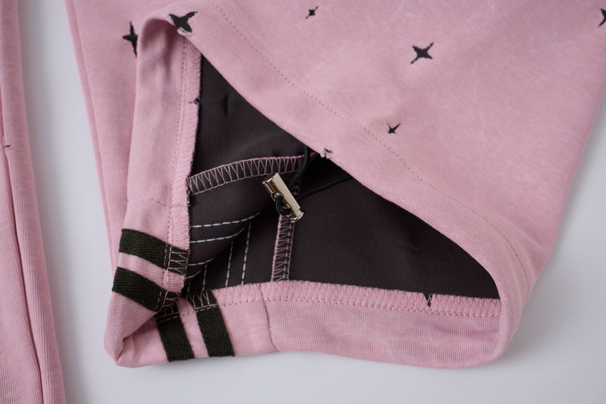 Women’s Pink Nova Star Cargo Pants – Baggy Barrel-Leg Streetwear Pants with Black Racing Stripes