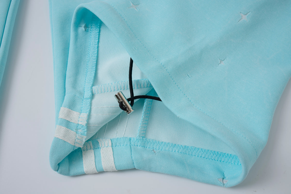 Women’s Aqua Skyline Cargo Pants – Relaxed Baggy Barrel Pants with White Racing Stripes