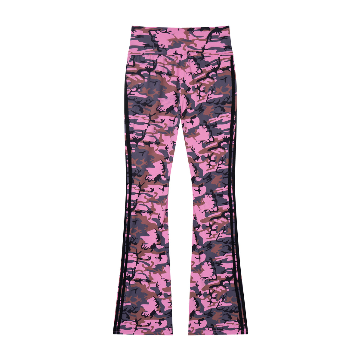 Camo Motion Women’s High-Waisted Yoga Pants – Bootcut Flare Workout Leggings with Sporty Side Stripes