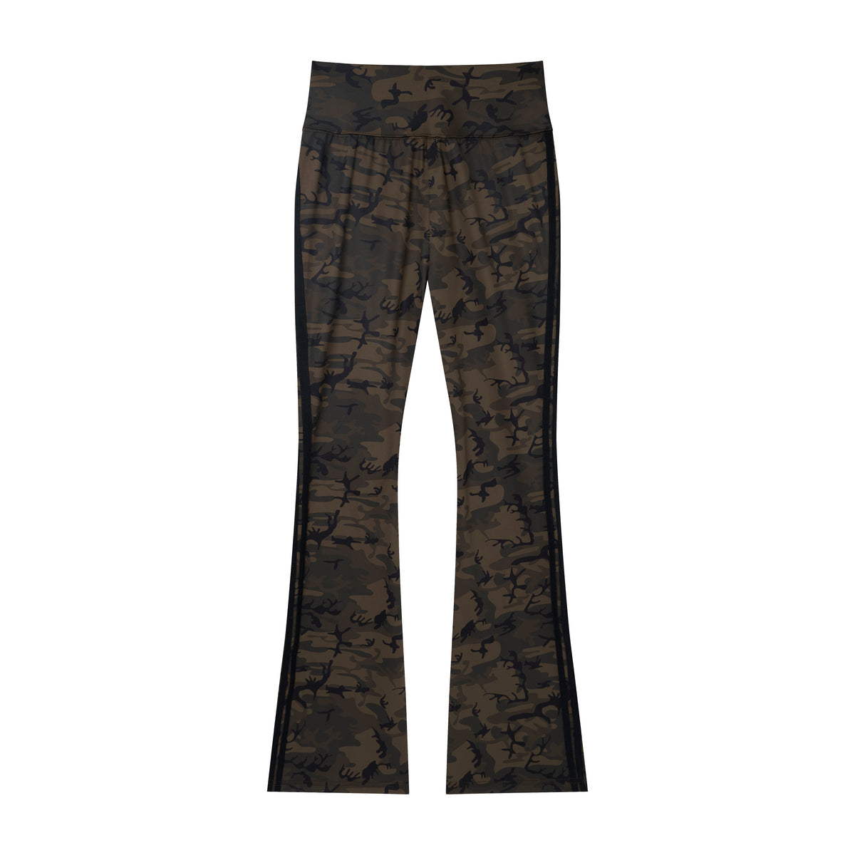 Camo Motion Women’s High-Waisted Yoga Pants – Bootcut Flare Workout Leggings with Sporty Side Stripes