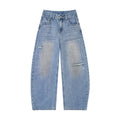 Vintage Wash Straight Leg Jeans – Distressed Relaxed Fit Denim